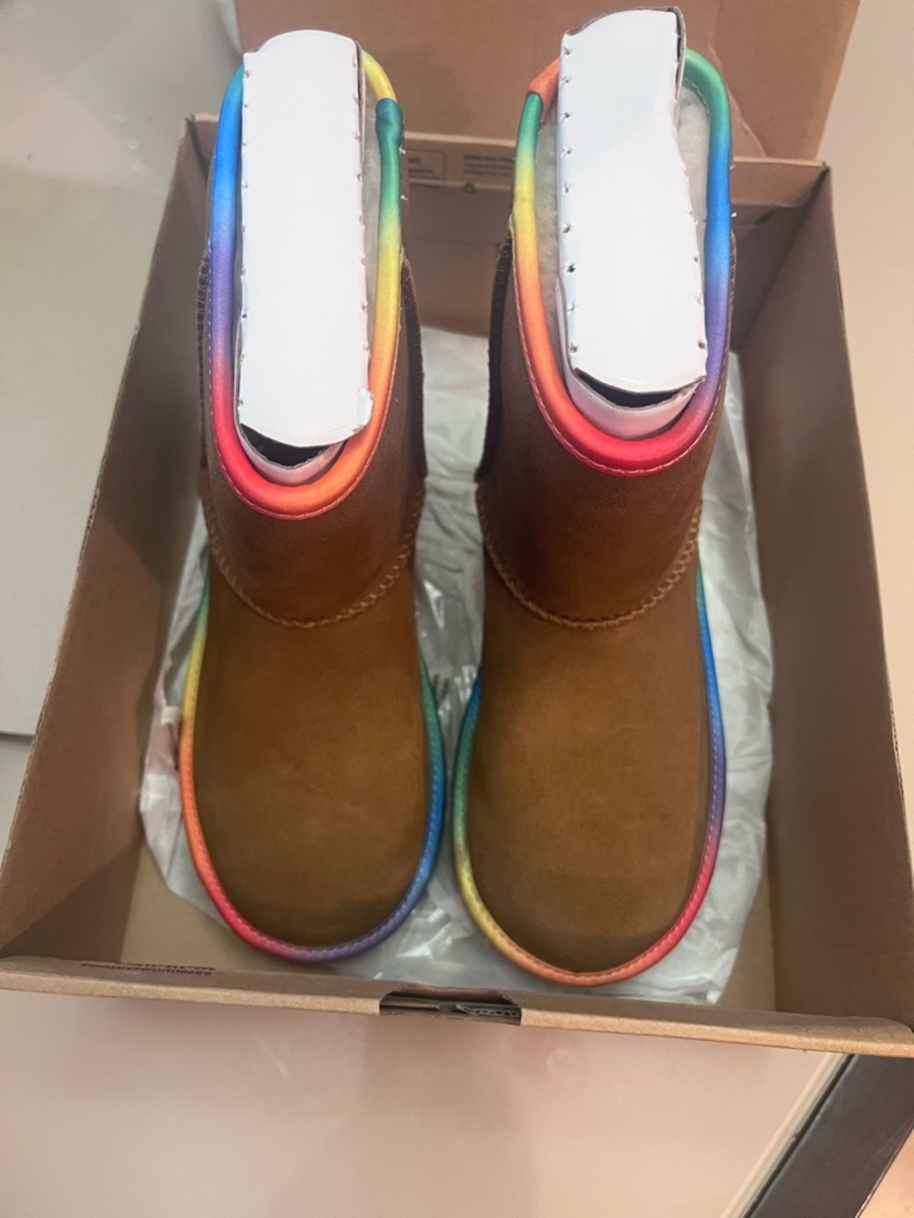 UGG Kids Classic Short II Rainbow Boots - Chestnut - Picture 4 of 8